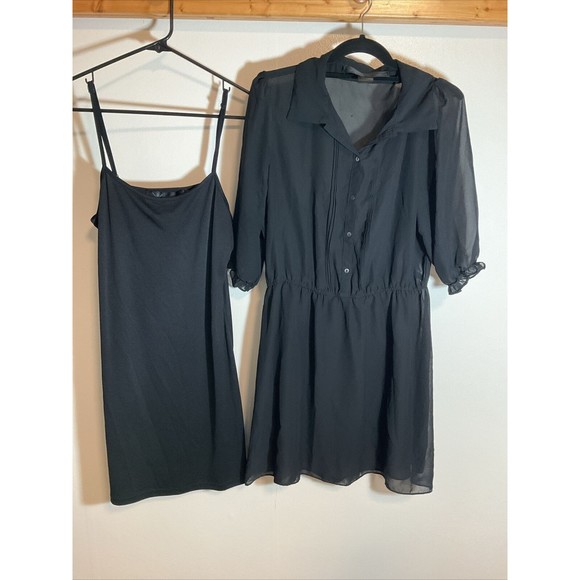 Kardashian Kollection Women’s XL Slip Dress And Cover Black Sheer Designer - Picture 5 of 10